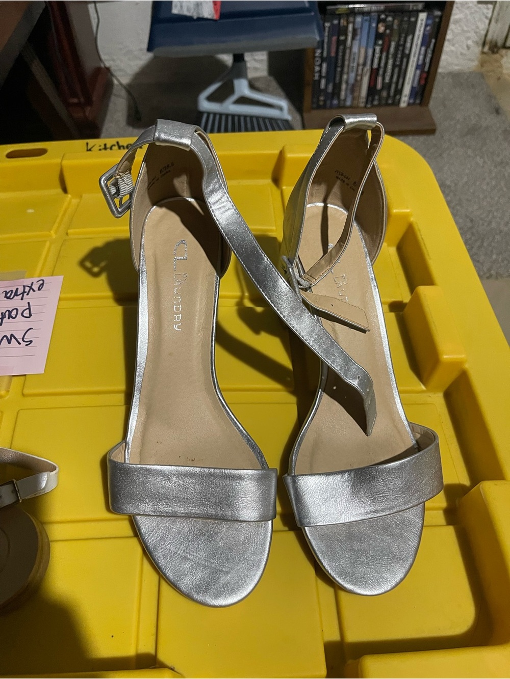 CL by Laundry Silver Open-Toe Ankle-Strap Heels